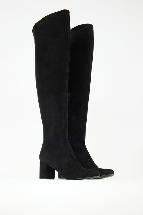 Saint Laurent Suede Babies Over The Knee Boot
