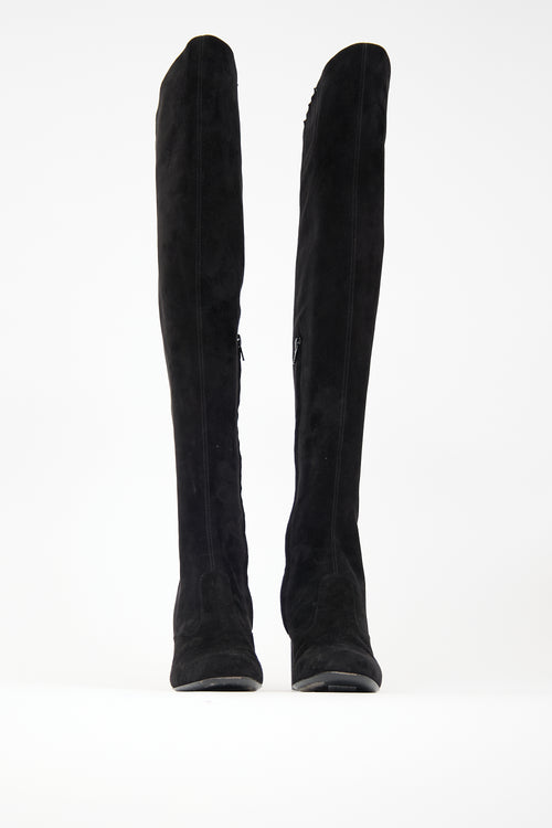 Saint Laurent Suede Babies Over The Knee Boot