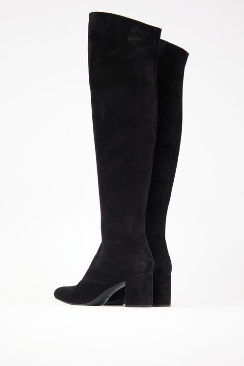 Saint Laurent Suede Babies Over The Knee Boot