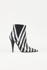 Saint Laurent Leather Striped Kiki Boot