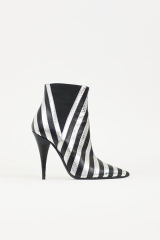 Saint Laurent Leather Striped Kiki Boot