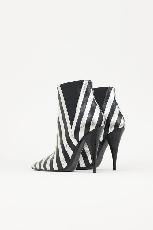 Saint Laurent Leather Striped Kiki Boot