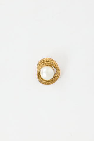Saint Laurent Vintage Pearl Clip On Single Earring