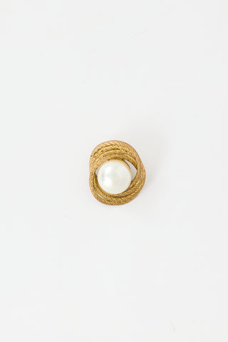 Saint Laurent Vintage Pearl Clip On Single Earring