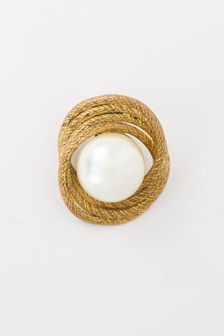 Saint Laurent Vintage Pearl Clip On Single Earring