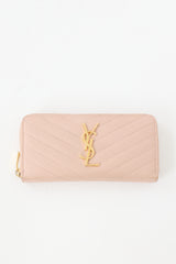 Saint Laurent Leather Cassandre Zip Wallet