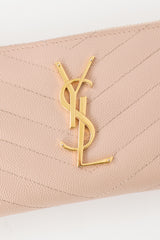 Saint Laurent Leather Cassandre Zip Wallet
