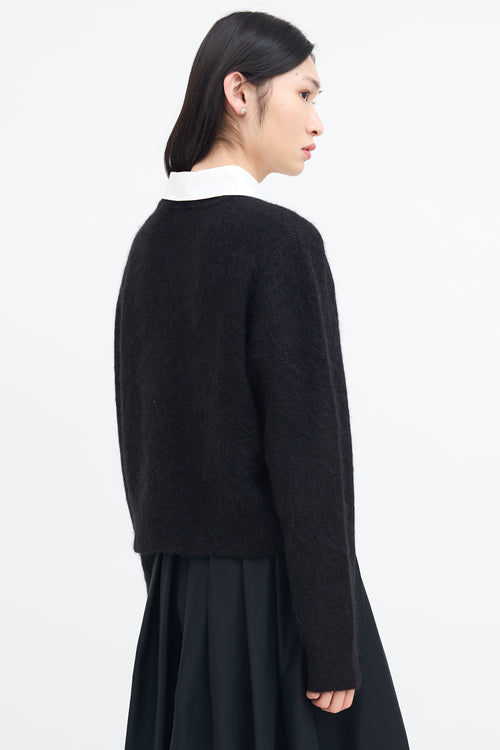 Sandro Black Wool Knit Collared Sweater