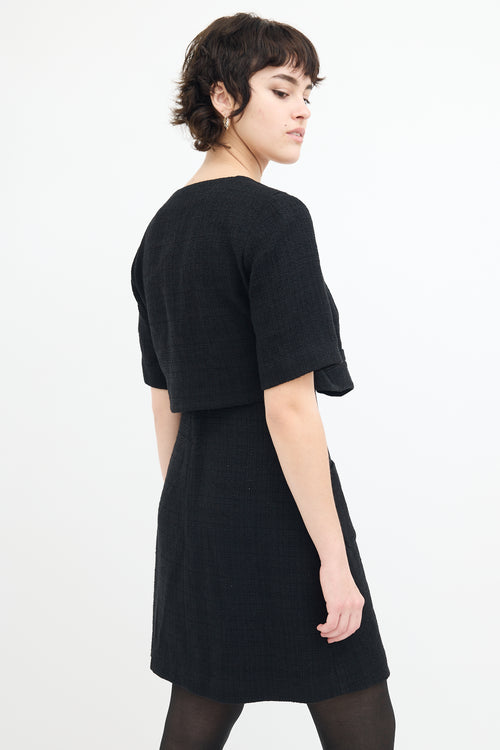 Sandro Black Tweed Embellished Layered Dress