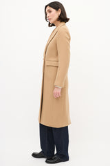 Sandro Beige Wool Long Double Breasted Coat