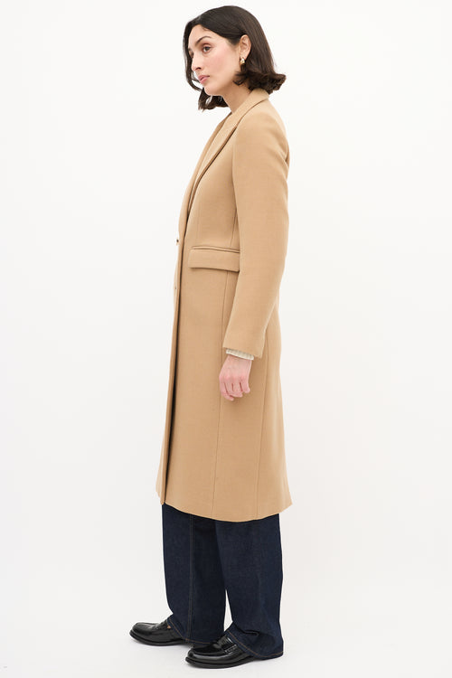 Sandro Beige Wool Long Double Breasted Coat