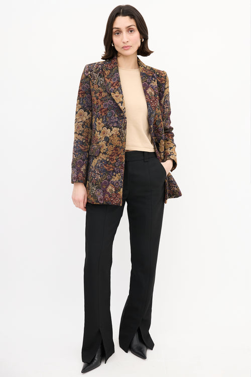 Sandro Purple & Multi Jacquard Floral Blazer