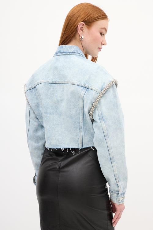 Sandro Light Wash Embellished Denim Jacket