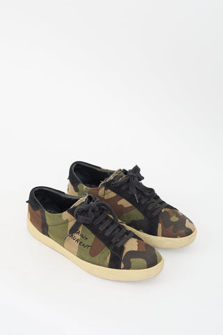 Saint Laurent Green & Brown Camouflage Signa SL/06 Sneaker