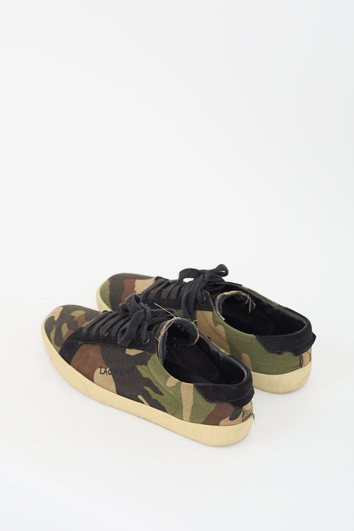 Saint Laurent Green & Brown Camouflage Signa SL/06 Sneaker