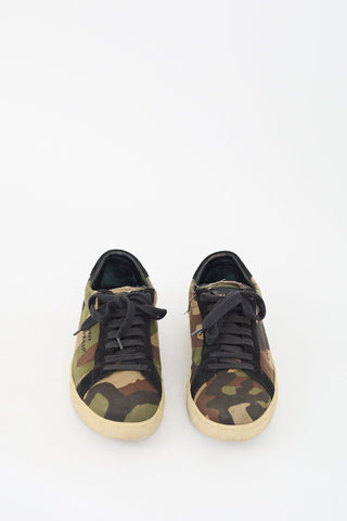 Saint Laurent Green & Brown Camouflage Signa SL/06 Sneaker