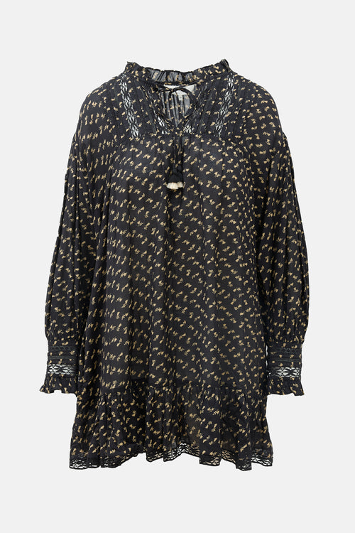 Sea Rose Embroidery Tunic Dress