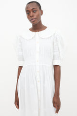 Sea White Collared Lace Midi Dress