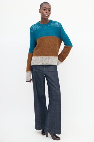 See By Chloè Brown & Blue Wool Colour Block Sweater