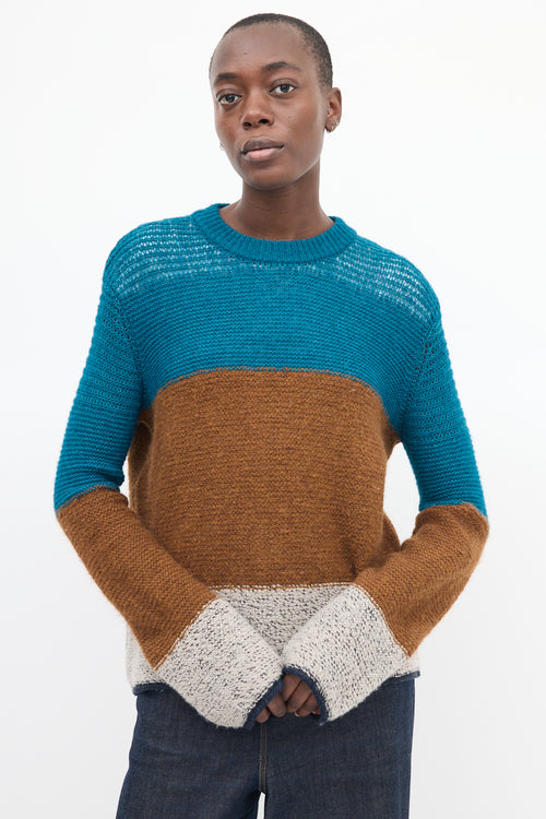 See By Chloè Brown & Blue Wool Colour Block Sweater