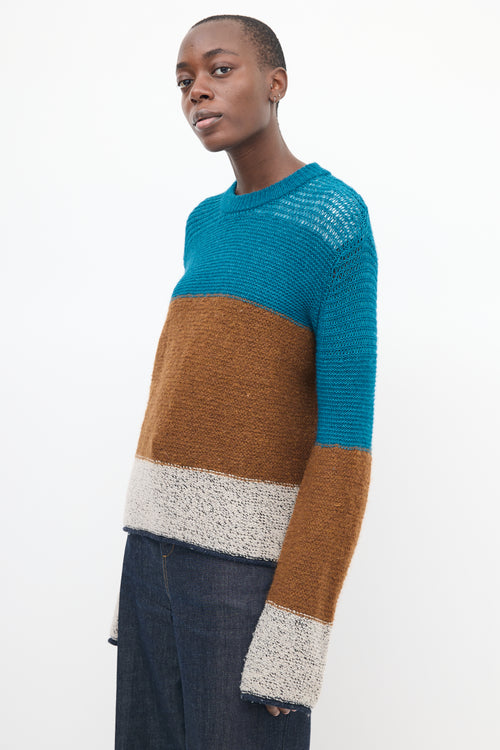 See By Chloè Brown & Blue Wool Colour Block Sweater