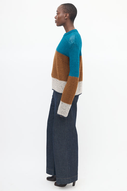 See By Chloè Brown & Blue Wool Colour Block Sweater