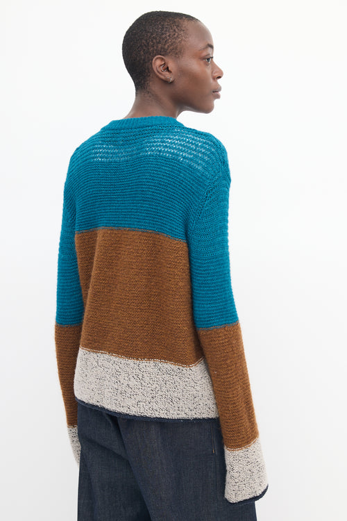 See By Chloè Brown & Blue Wool Colour Block Sweater