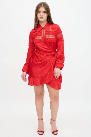 Self-Portrait Trimmed Wrap Dress