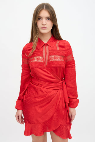 Self-Portrait Trimmed Wrap Dress