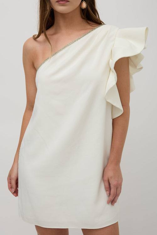 Self-Portrait One Shoulder Ruffle Dress