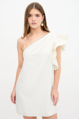 Self-Portrait One Shoulder Ruffle Dress