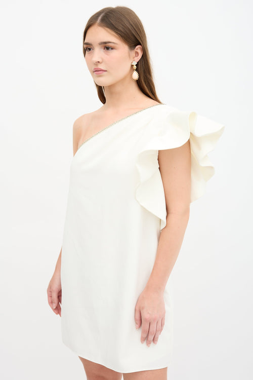 Self-Portrait One Shoulder Ruffle Dress