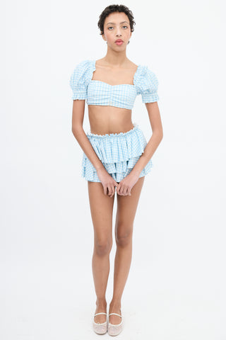 Selkie Light Blue & White Gingham Swimsuit Set