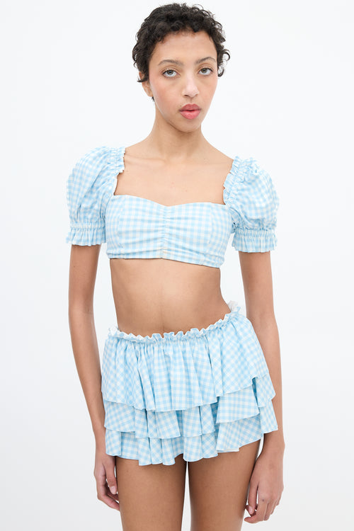 Selkie Light Blue & White Gingham Swimsuit Set