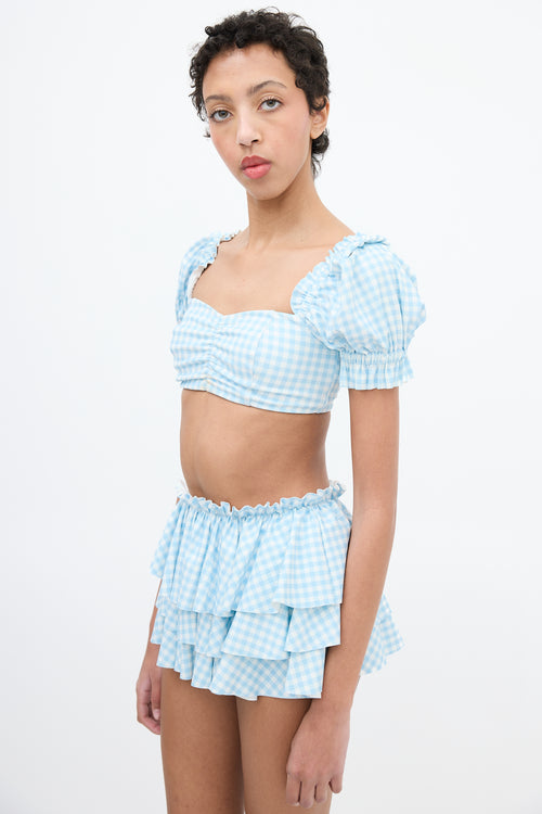 Selkie Light Blue & White Gingham Swimsuit Set