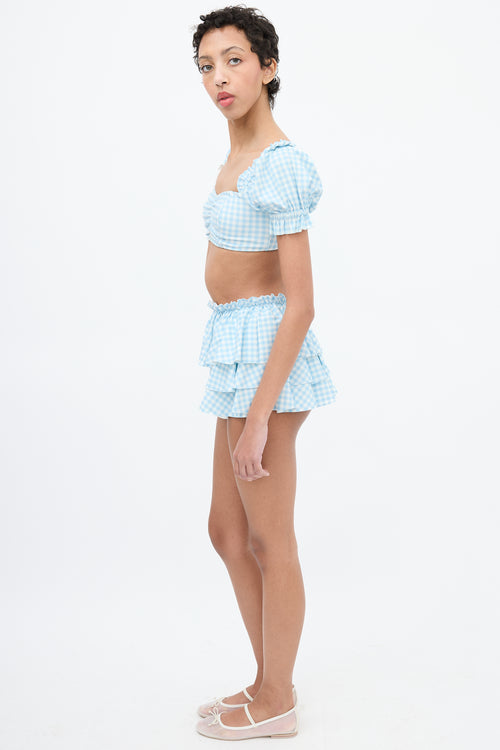 Selkie Light Blue & White Gingham Swimsuit Set