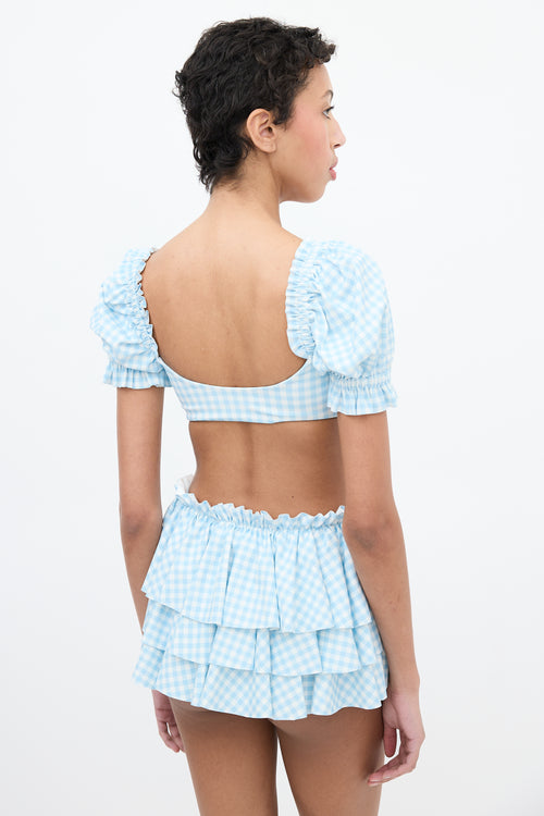 Selkie Light Blue & White Gingham Swimsuit Set