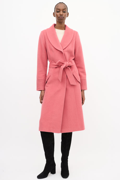 Sentaler Pink Wool Belted Long Coat