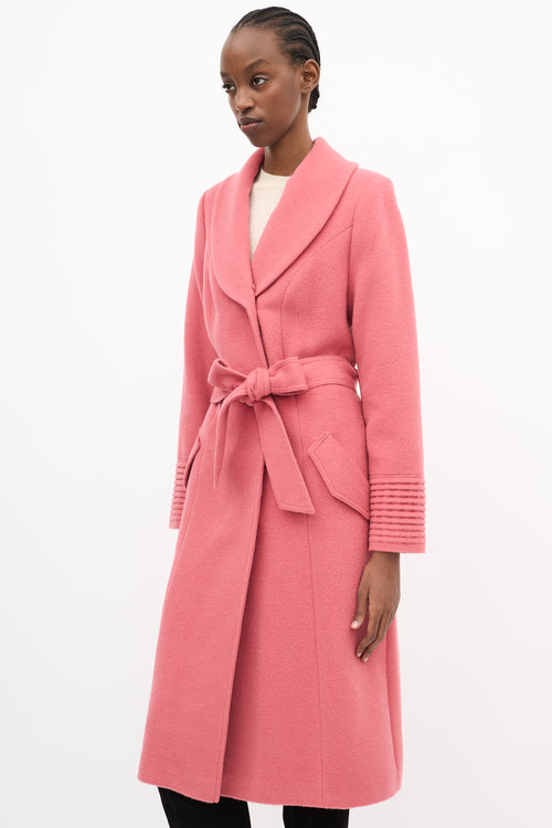 Sentaler Pink Wool Belted Long Coat