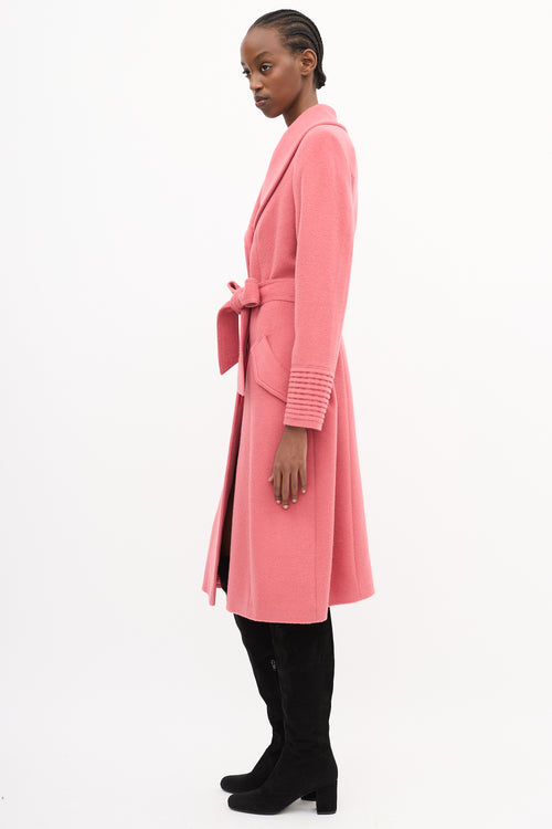 Sentaler Pink Wool Belted Long Coat