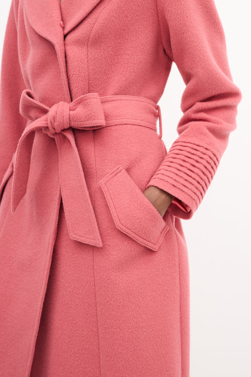 Sentaler Pink Wool Belted Long Coat