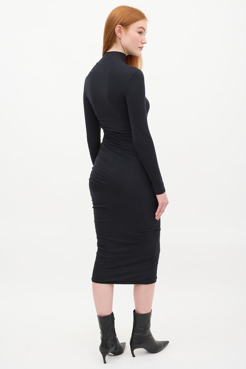 SER.O.YA Black Cut Out Ruched Side Midi  Dress