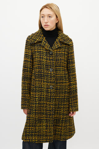 Seventy Black & Multicolour Wool Tweed Fur Coat