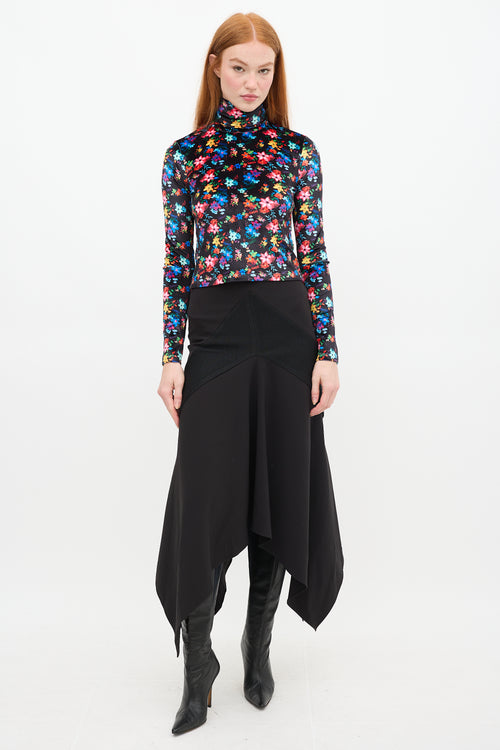 SIEDRÉS Black & Multi Floral Velvet Cody Top