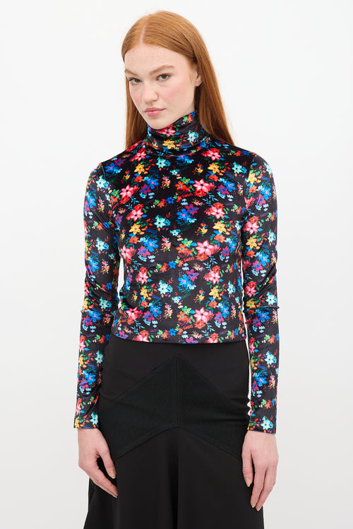 SIEDRÉS Black & Multi Floral Velvet Cody Top