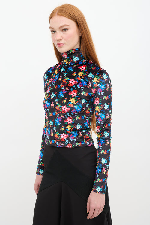 SIEDRÉS Black & Multi Floral Velvet Cody Top