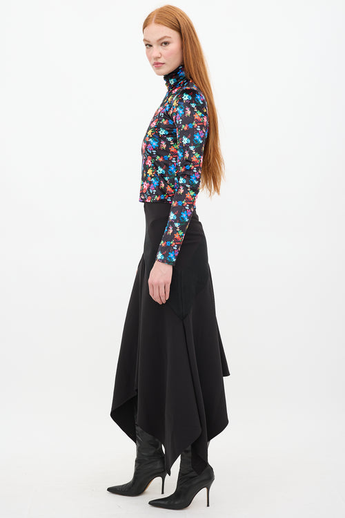 SIEDRÉS Black & Multi Floral Velvet Cody Top