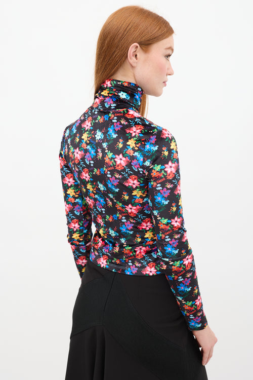 SIEDRÉS Black & Multi Floral Velvet Cody Top