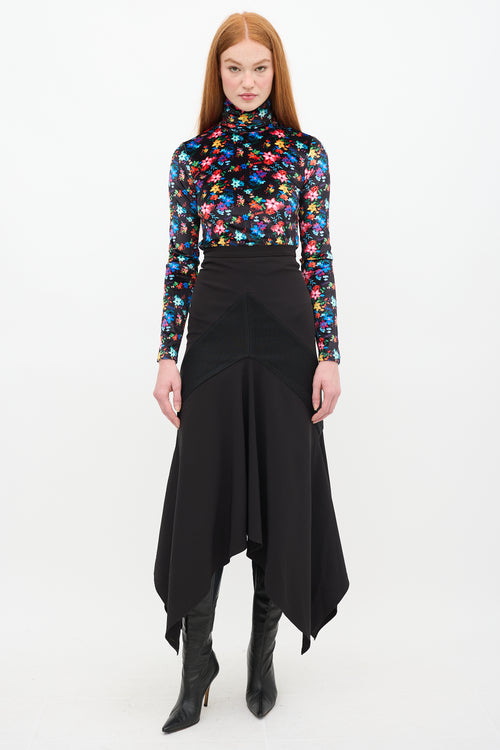 SIEDRÉS Black & Multi Floral Velvet Cody Top