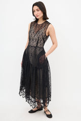 Simone Rocha Mesh Floral Asymmetrical Dress